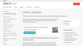 
                            8. CINAHL Database | Index to Nursing and Allied Health | EBSCO ...