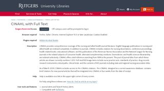 
                            10. CINAHL with Full Text | Rutgers University Libraries