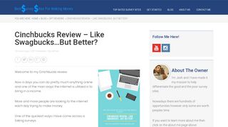 
                            13. Cinchbucks Review - Like Swagbucks...But Better? - Best Survey Sites ...