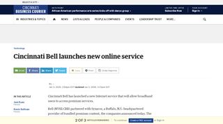 
                            11. Cincinnati Bell launches new online service - The Business Journals