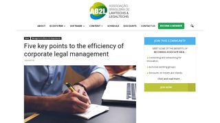 
                            11. Cinco pontos essenciais para a eficiência da gestão jurídica ... - AB2L