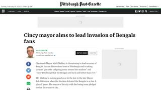 
                            7. Cincy mayor aims to lead invasion of Bengals fans | Pittsburgh Post ...