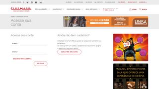 
                            1. Cinemark Mania - Sua Conta - Acesse sua conta | Cinemark Cinemas