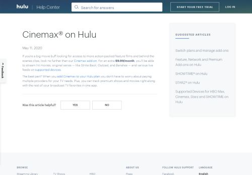 
                            13. Cinemax - Hulu Help