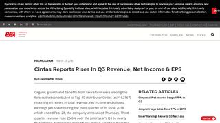 
                            10. Cintas Reports Rises In Q3 Revenue, Net Income & EPS - ASI