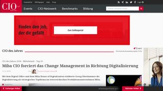 
                            9. CIO des Jahres 2018 – Mittelstand – Top 10: Miba CIO forciert das ...