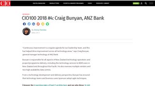 
                            13. CIO100 2018 #4: Craig Bunyan, ANZ Bank - strategy, integration ...