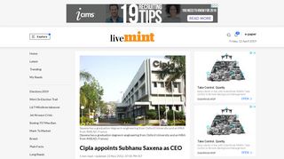 
                            12. Cipla appoints Subhanu Saxena as CEO - Livemint