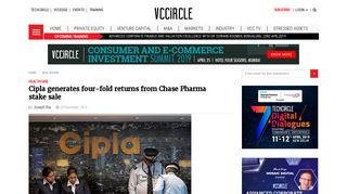 
                            12. Cipla generates four-fold returns from Chase Pharma stake sale ...