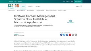 
                            12. CiraSync Contact Management Solution Now Available at Microsoft ...