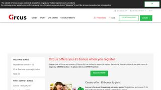 
                            5. Circus – Receive €5 for free (no deposit) when you register!