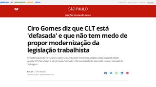 
                            9. Ciro Gomes diz que CLT está 'defasada' e que não tem medo de ...