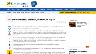 
                            5. CISCE to declare results of Class X, XII exams on May 14 - The Pioneer