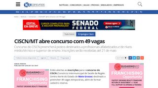 
                            12. CISCN/MT abre concurso com 49 vagas - JC Concursos