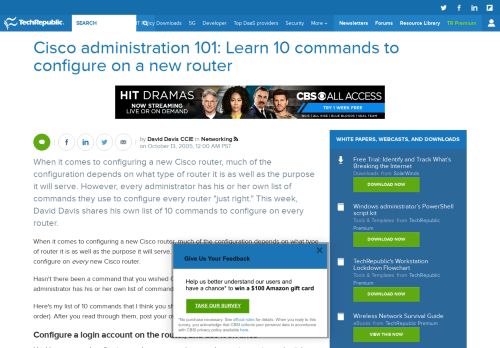 
                            11. Cisco administration 101: Learn 10 commands to ... - TechRepublic