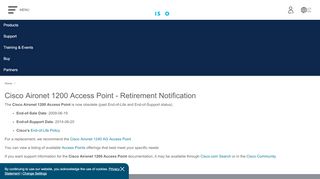
                            2. Cisco Aironet 1200 Access Point - Retirement Notification - Cisco