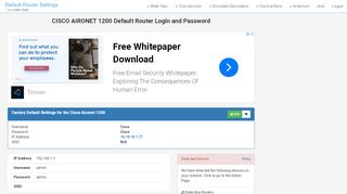 
                            8. CISCO AIRONET 1200 Default Router Login and Password - Clean CSS