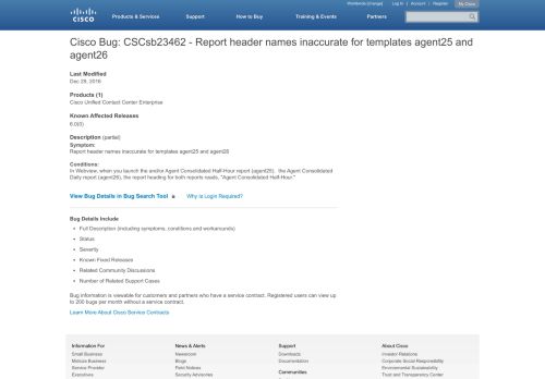 
                            13. Cisco Bug: CSCsb23462 - Report header names inaccurate for ...