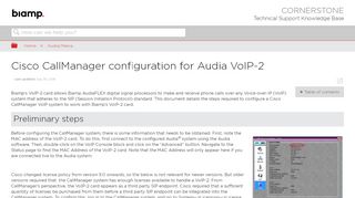 
                            2. Cisco CallManager configuration for Audia VoIP-2 - Biamp Systems