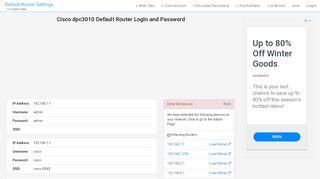 
                            1. Cisco dpc3010 Default Router Login and Password - Clean CSS