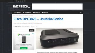 
                            9. Cisco DPC3825 - Usuário/Senha - GuiaTECH
