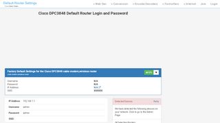 
                            3. Cisco DPC3848 Default Router Login and Password - Clean CSS