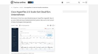 
                            13. Cisco HyperFlex 2.5: Scale-Out Cloud fürs Unternehmen | heise online