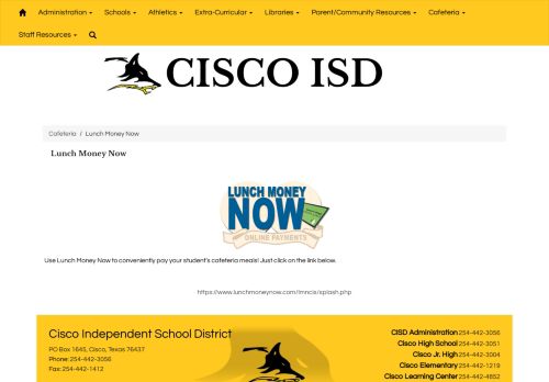 
                            13. Cisco Independent School District - Lunch Money Now