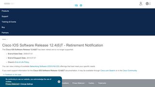
                            5. Cisco IOS Software Release 12.4(6)T - Retirement Notification - Cisco