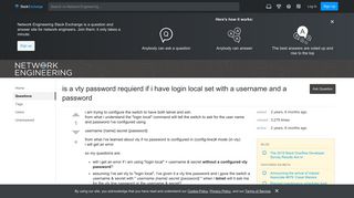 
                            12. cisco - is a vty password requierd if i have login local set with ...