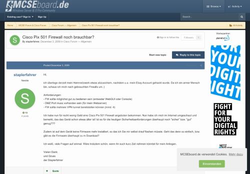 
                            10. Cisco Pix 501 Firewall noch brauchbar? - Cisco Forum — Allgemein ...