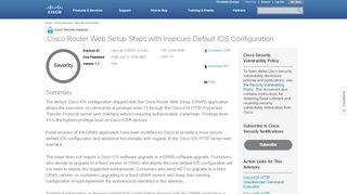 
                            7. Cisco Router Web Setup Ships with Insecure Default IOS ...