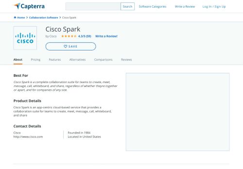 
                            10. Cisco Spark Reviews and Pricing - 2019 - Capterra