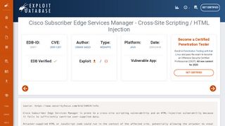 
                            13. Cisco Subscriber Edge Services Manager - Cross-Site Scripting ...