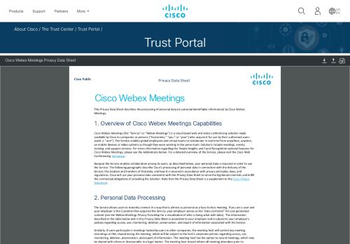 
                            10. Cisco Webex Meetings Privacy Data Sheet