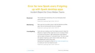 
                            10. Cisco Webex Teams Status - Error for new Spark users if signing up ...