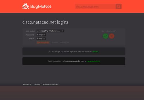 
                            7. cisco.netacad.net passwords - BugMeNot