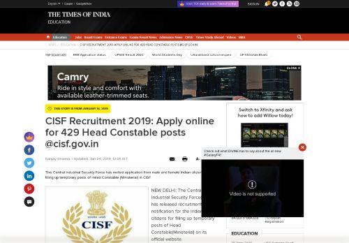 
                            4. CISF Recruitment 2019 - Apply Online for 429 Head Constable Posts