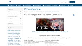 
                            2. Citadel Forged With Fire Admin Commands - Knowledgebase ...