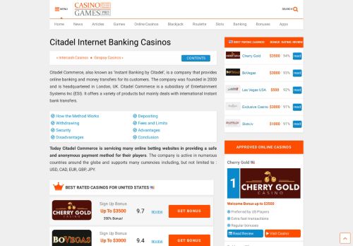 
                            10. Citadel Internet Banking Casinos - CasinoGamesPro