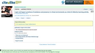 
                            1. CiteULike: Login and logout: practices of resistance and presence in ...