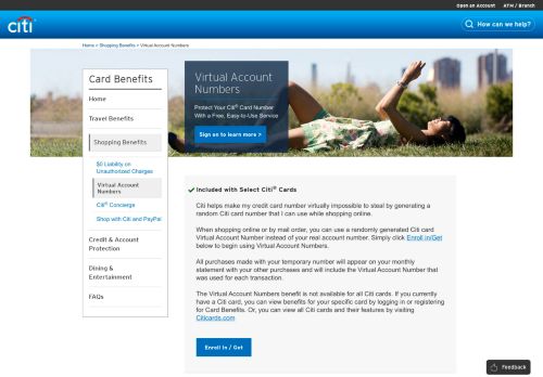 
                            2. Citi® Card Benefits - Virtual Account Numbers