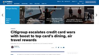 
                            12. Citi escalates credit card wars with boost to dining, air travel perks