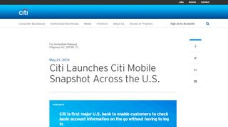 
                            12. Citi Launches Citi Mobile Snapshot Across the U.S. - Citigroup
