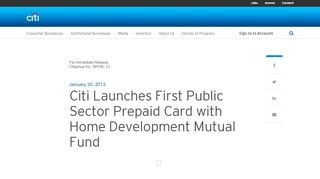 
                            8. Citi Launches First Public Sector Prepaid Card with Home ... - Citigroup