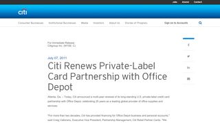 
                            13. Citi Renews Private-Label Card Partnership with Office Depot - Citigroup