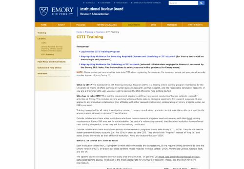 
                            11. CITI Training - Emory IRB - Emory University