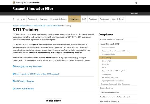 
                            12. CITI Training | Research & Innovation Office | University of Colorado ...