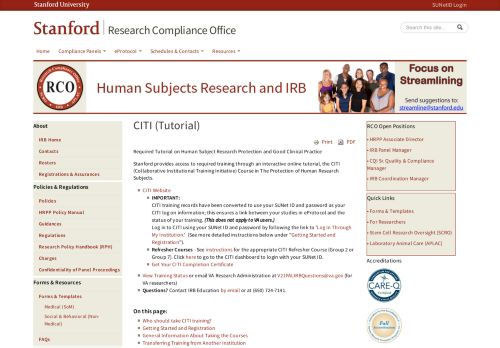
                            9. CITI (Tutorial) | Research Compliance Office