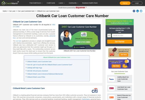 
                            5. Citibank Car Loan Customer Care Number: (24x7) Toll FREE | 24 ...